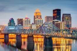Louisville city skyline in Kentucky