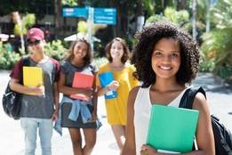 Group of students outside on college campus