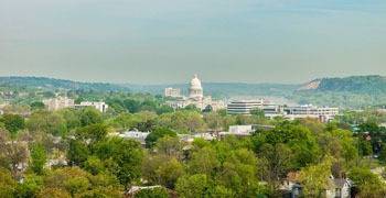 Forest in Arkansas with town