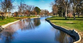 Small pond and park in Nebraska city